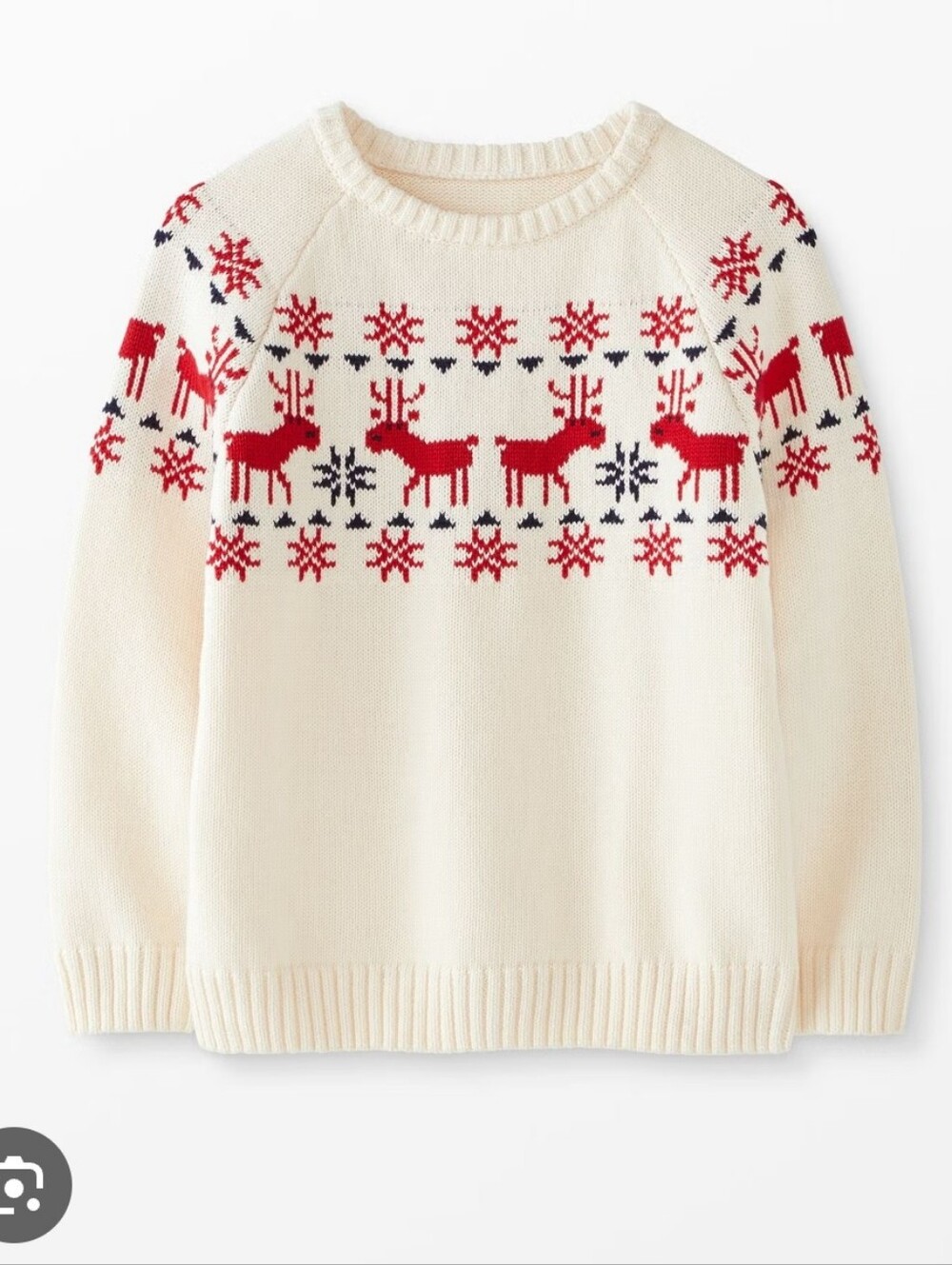 Hanna Andersson Cream Holiday Reindeer Sweater